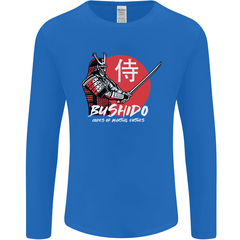 Bushido Samurai Warrior Sword Ronin MMA Mens Long Sleeve T-Shirt Royal Blue