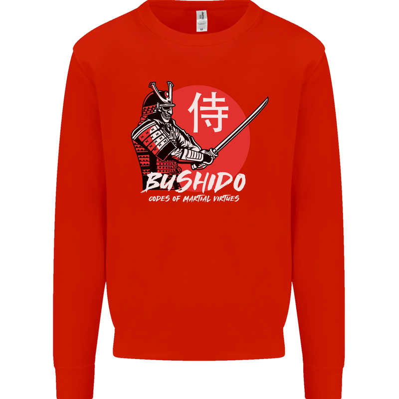 Bushido Samurai Warrior Sword Ronin MMA Mens Sweatshirt Jumper Bright Red