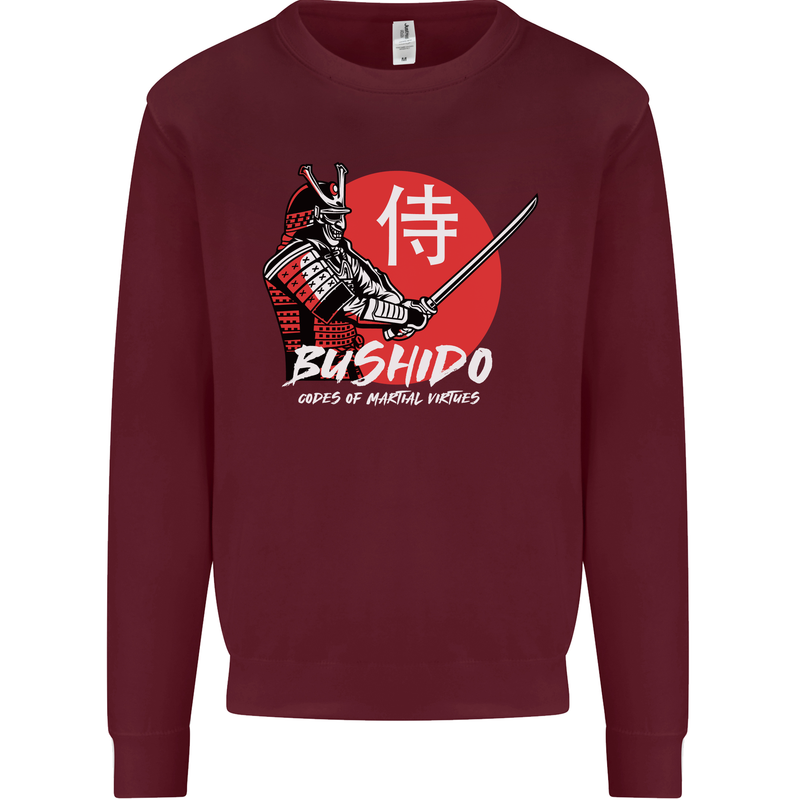 Bushido Samurai Warrior Sword Ronin MMA Mens Sweatshirt Jumper Maroon