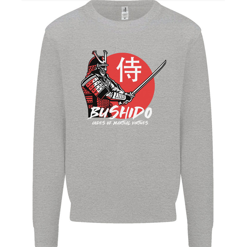 Bushido Samurai Warrior Sword Ronin MMA Mens Sweatshirt Jumper Sports Grey