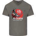 Bushido Samurai Warrior Sword Ronin MMA Mens V-Neck Cotton T-Shirt Charcoal