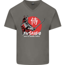 Bushido Samurai Warrior Sword Ronin MMA Mens V-Neck Cotton T-Shirt Charcoal