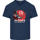 Bushido Samurai Warrior Sword Ronin MMA Mens V-Neck Cotton T-Shirt Navy Blue