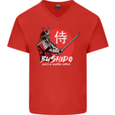 Bushido Samurai Warrior Sword Ronin MMA Mens V-Neck Cotton T-Shirt Red