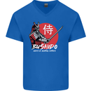 Bushido Samurai Warrior Sword Ronin MMA Mens V-Neck Cotton T-Shirt Royal Blue