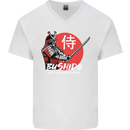 Bushido Samurai Warrior Sword Ronin MMA Mens V-Neck Cotton T-Shirt White
