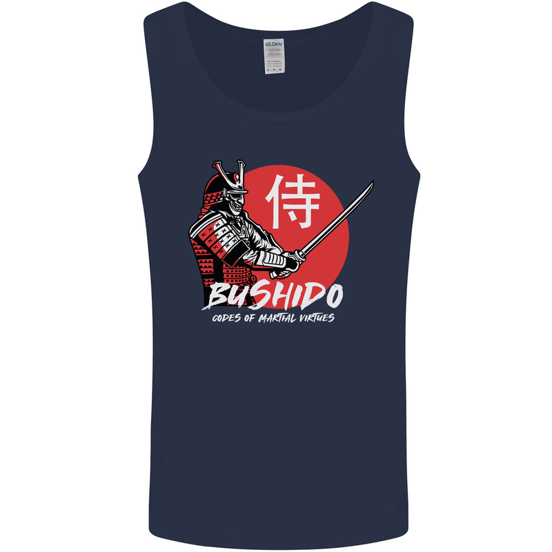 Bushido Samurai Warrior Sword Ronin MMA Mens Vest Tank Top Navy Blue