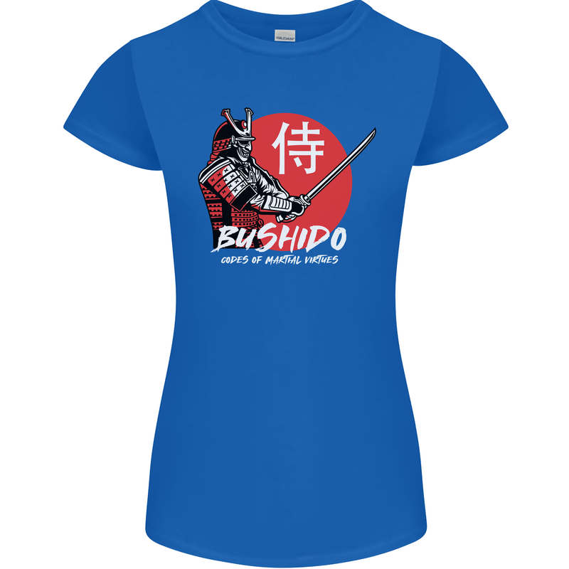 Bushido Samurai Warrior Sword Ronin MMA Womens Petite Cut T-Shirt Royal Blue