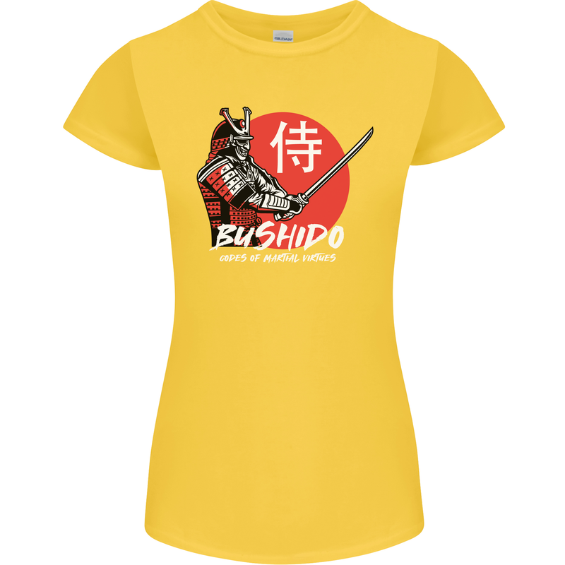 Bushido Samurai Warrior Sword Ronin MMA Womens Petite Cut T-Shirt Yellow