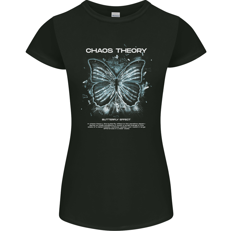 Butterfly Effect Chaos Theory Science Womens Petite Cut T-Shirt Black