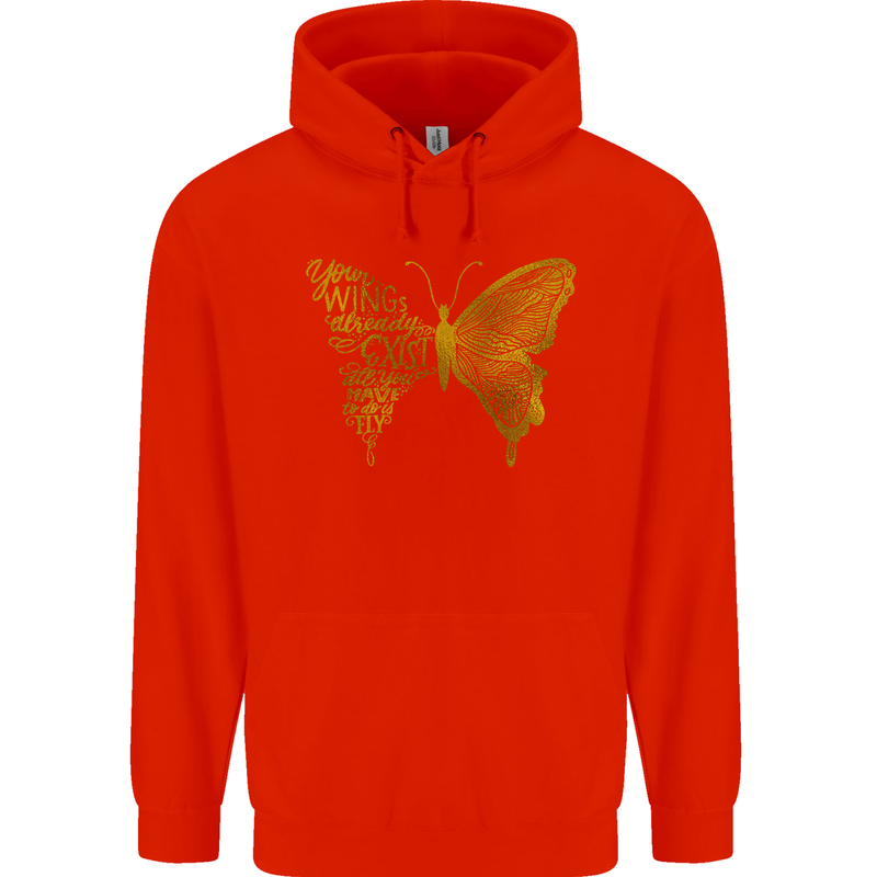 Butterfly Inspirational Quote Rhopalocera Mens 80% Cotton Hoodie Bright Red