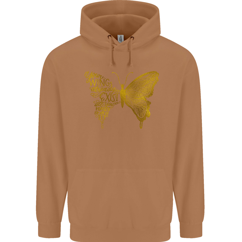 Butterfly Inspirational Quote Rhopalocera Mens 80% Cotton Hoodie Caramel Latte
