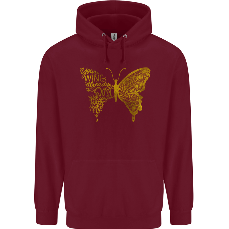 Butterfly Inspirational Quote Rhopalocera Mens 80% Cotton Hoodie Maroon