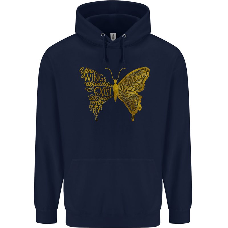 Butterfly Inspirational Quote Rhopalocera Mens 80% Cotton Hoodie Navy Blue
