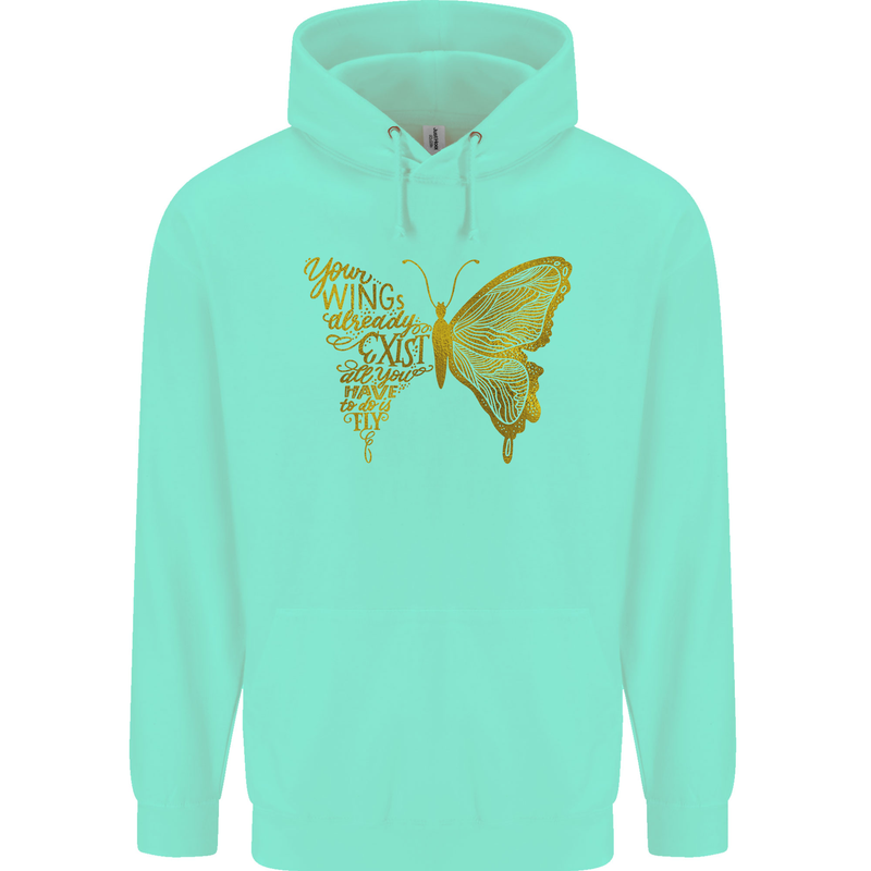 Butterfly Inspirational Quote Rhopalocera Mens 80% Cotton Hoodie Peppermint