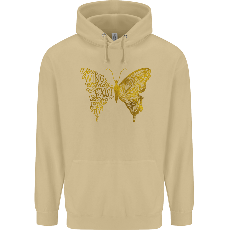 Butterfly Inspirational Quote Rhopalocera Mens 80% Cotton Hoodie Sand