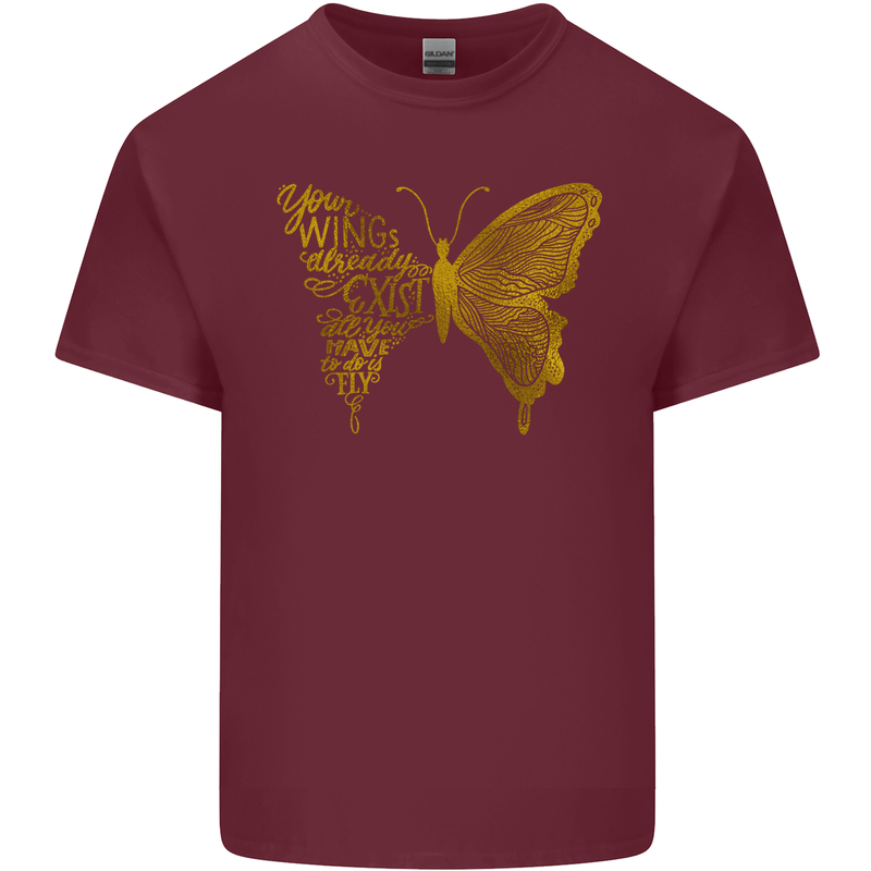 Butterfly Inspirational Quote Rhopalocera Mens Cotton T-Shirt Tee Top Maroon