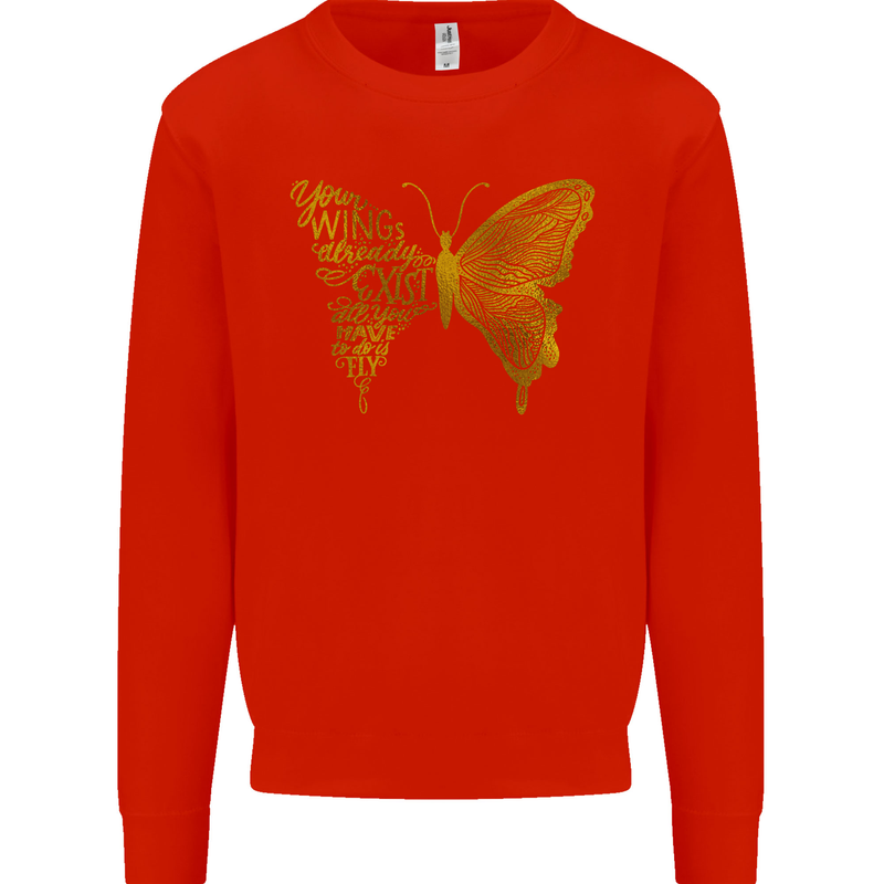 Butterfly Inspirational Quote Rhopalocera Mens Sweatshirt Jumper Bright Red