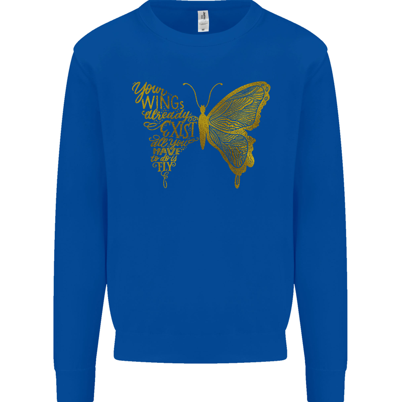 Butterfly Inspirational Quote Rhopalocera Mens Sweatshirt Jumper Royal Blue