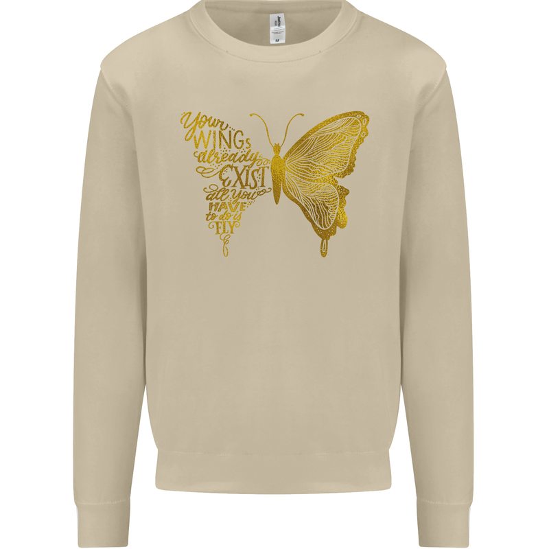 Butterfly Inspirational Quote Rhopalocera Mens Sweatshirt Jumper Sand