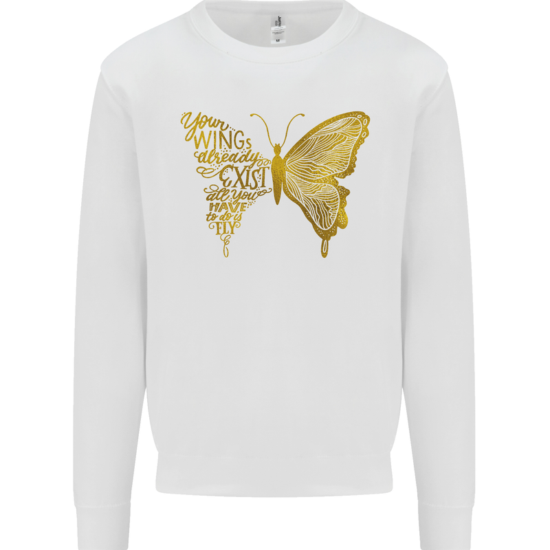 Butterfly Inspirational Quote Rhopalocera Mens Sweatshirt Jumper White