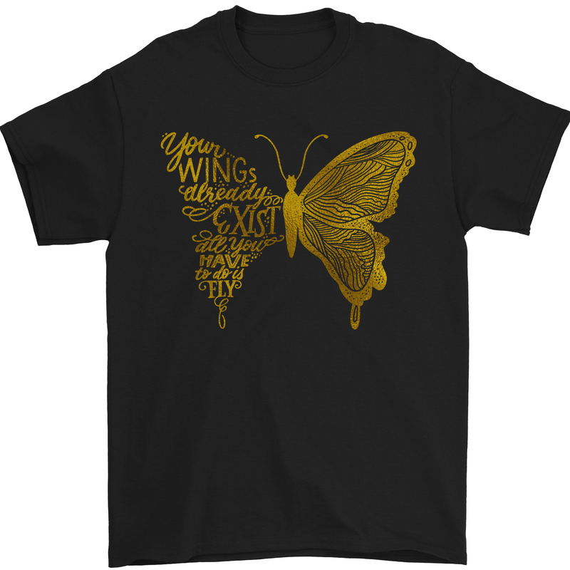 Butterfly Inspirational Quote Rhopalocera Mens T-Shirt Cotton Gildan Black