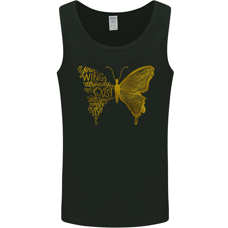 Butterfly Inspirational Quote Rhopalocera Mens Vest Tank Top Black