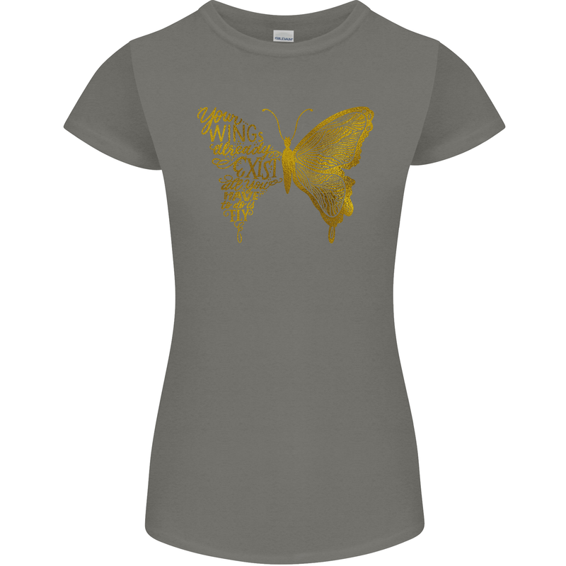 Butterfly Inspirational Quote Rhopalocera Womens Petite Cut T-Shirt Charcoal