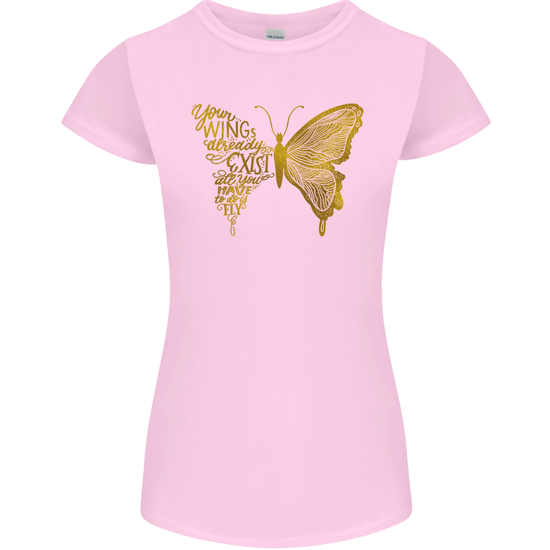 Butterfly Inspirational Quote Rhopalocera Womens Petite Cut T-Shirt Light Pink