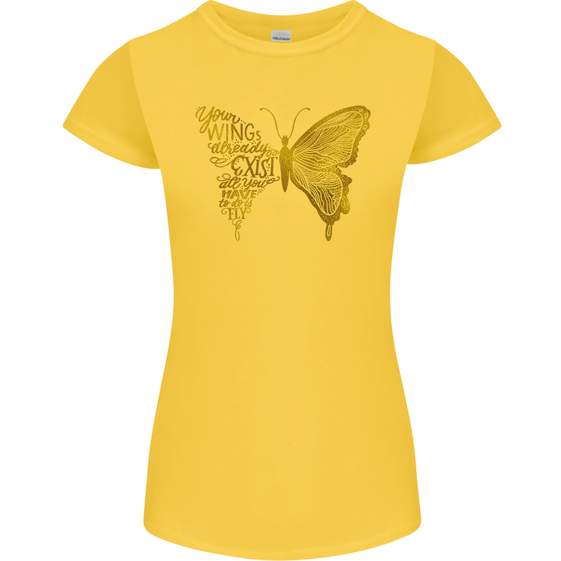 Butterfly Inspirational Quote Rhopalocera Womens Petite Cut T-Shirt Yellow