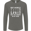 Buy More Guitars Say the Voices Funny Mens Long Sleeve T-Shirt Charcoal