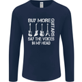 Buy More Guitars Say the Voices Funny Mens Long Sleeve T-Shirt Navy Blue