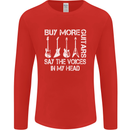 Buy More Guitars Say the Voices Funny Mens Long Sleeve T-Shirt Red