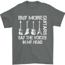 Buy More Guitars Say the Voices Funny Mens T-Shirt Cotton Gildan Charcoal