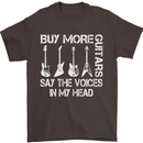 Buy More Guitars Say the Voices Funny Mens T-Shirt Cotton Gildan Dark Chocolate