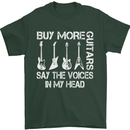 Buy More Guitars Say the Voices Funny Mens T-Shirt Cotton Gildan Forest Green
