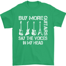 Buy More Guitars Say the Voices Funny Mens T-Shirt Cotton Gildan Irish Green