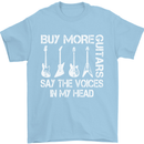 Buy More Guitars Say the Voices Funny Mens T-Shirt Cotton Gildan Light Blue