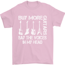 Buy More Guitars Say the Voices Funny Mens T-Shirt Cotton Gildan Light Pink