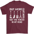 Buy More Guitars Say the Voices Funny Mens T-Shirt Cotton Gildan Maroon