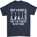 Buy More Guitars Say the Voices Funny Mens T-Shirt Cotton Gildan Navy Blue