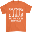 Buy More Guitars Say the Voices Funny Mens T-Shirt Cotton Gildan Orange