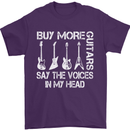 Buy More Guitars Say the Voices Funny Mens T-Shirt Cotton Gildan Purple