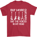 Buy More Guitars Say the Voices Funny Mens T-Shirt Cotton Gildan Red