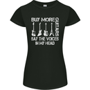 Buy More Guitars Say the Voices Funny Womens Petite Cut T-Shirt Black