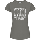 Buy More Guitars Say the Voices Funny Womens Petite Cut T-Shirt Charcoal