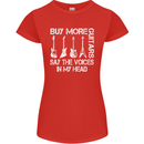 Buy More Guitars Say the Voices Funny Womens Petite Cut T-Shirt Red