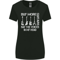 Buy More Guitars Say the Voices Funny Womens Wider Cut T-Shirt Black
