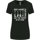Buy More Guitars Say the Voices Funny Womens Wider Cut T-Shirt Black