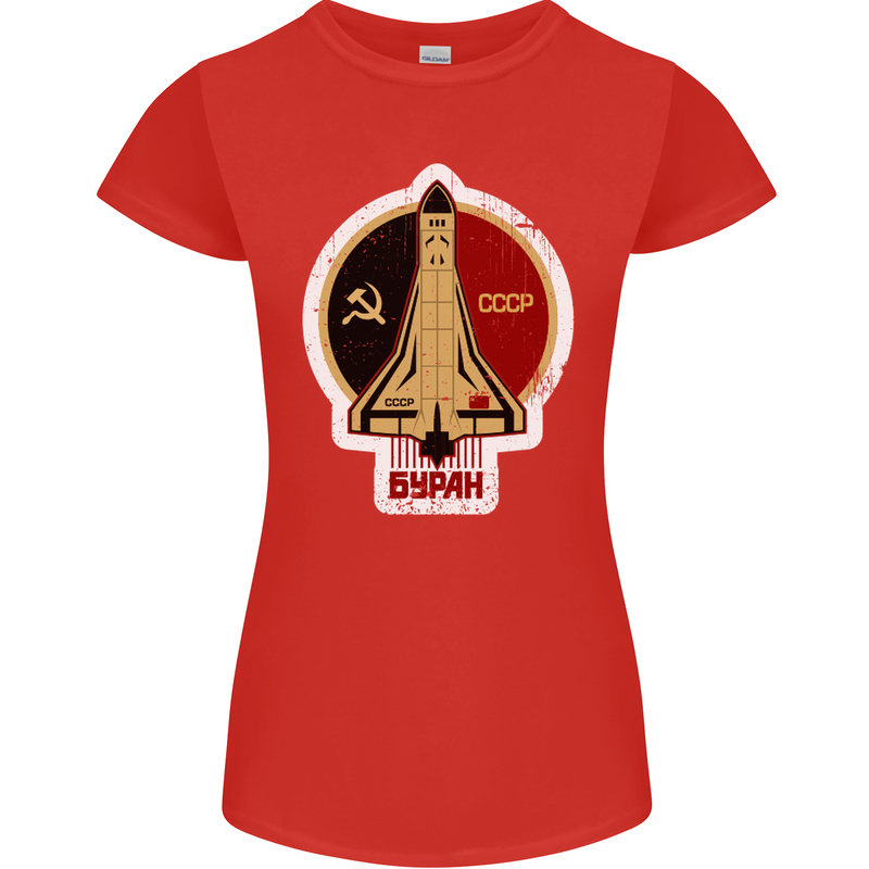 CCCP Soviet Space Program Womens Petite Cut T-Shirt Red